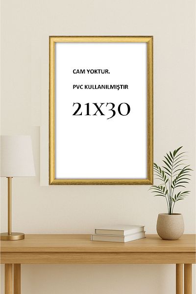 asel sanat A4 Frame - Document Certificate Tax Sheet Frame Pcv Glass Gold