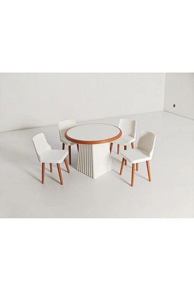 CharmFancy 1/12 Scale Modern Dining Table Miniature Diorama Goods Accessory Model