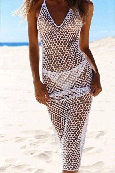 Edolika Eyesof Women's Mesh Pattern Full Length Strap Knitwear Pareo