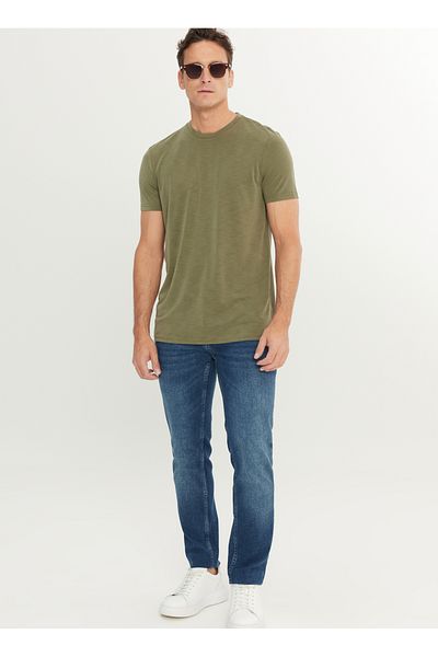 ALTINYILDIZ CLASSICS Altınyıldız Classics Crew Neck Plain Khaki Men's T-Shirt Ace091252301_Hak