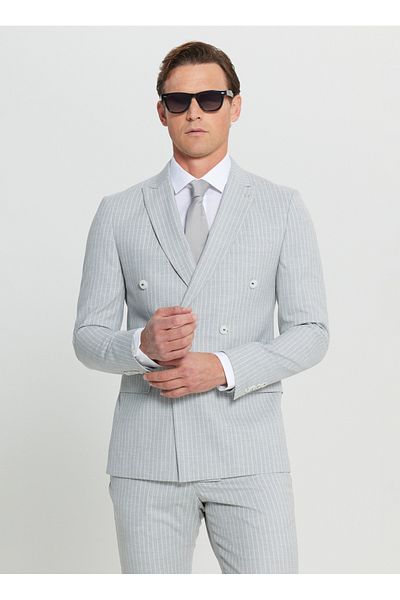 ALTINYILDIZ CLASSICS Altınyıldız Classics Normal Waist Slim Fit Light Gray Men's Suit Ace030252245_Agr