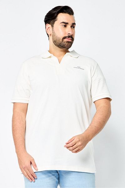 John Richmond Men Regular Fit Brand Logo Short Sleeves Polo Shirt, White