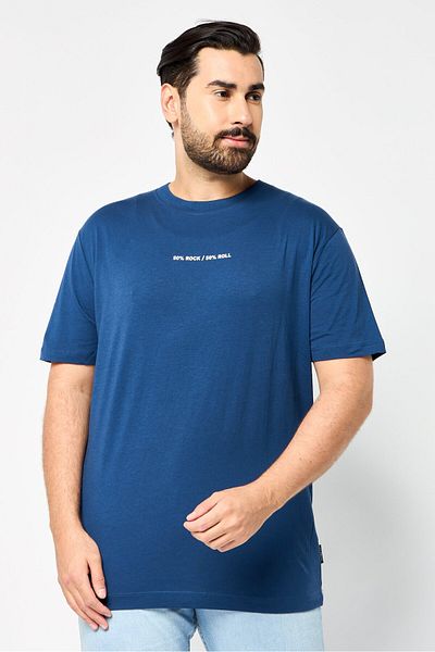 John Richmond Men Crew Neck Short Sleeve Graphic T Shirt, Blue