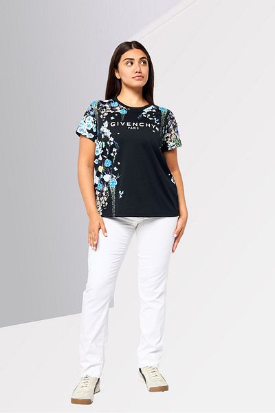 Givenchy Women Crew Neck Short Sleeve Brand Logo T-Shirt, Multicolor