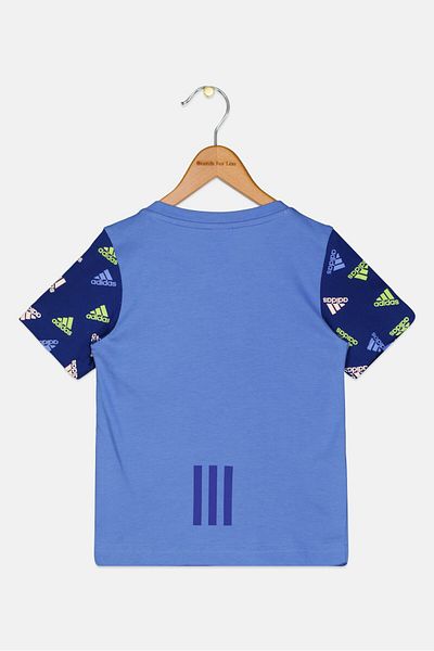adidas Kids Girl Round Neck Short Sleeves Outdoor Top, Blue