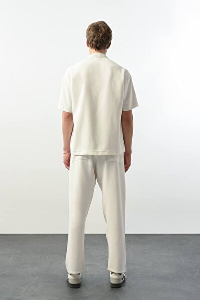 MARRAKECH Beyaz Dökümlü Kumaş Erkek Pantolon