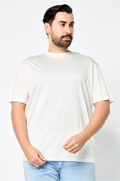 John Richmond Men Crew Neck Short Sleeve Brand Logo T Shirt, Off White