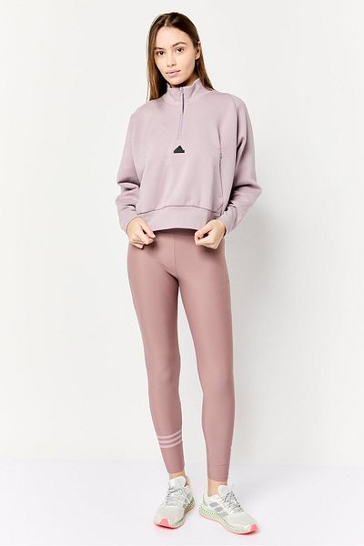 adidas Women Sportswear Fit Half Zip Outdoor Sweatshirt, Mauve