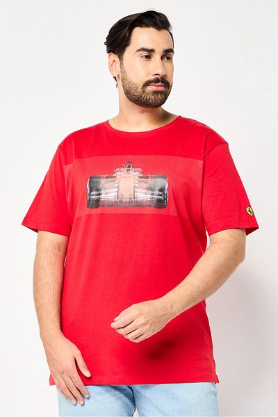 Scuderia Ferrari Men Crew Neck Short Sleeves Graphic Print T-Shirt, Red