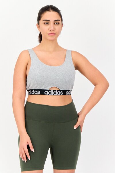 adidas Women Brand Logo Non-Padded Bralette, Grey
