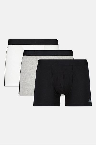 adidas Men 3 Pack Brand Logo Boxer Trunk, Multicolor