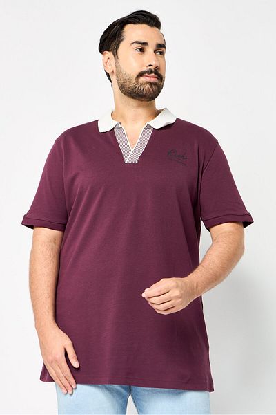 John Richmond Men Regular Fit Brand Logo Short Sleeves Polo Shirt, Burgundy