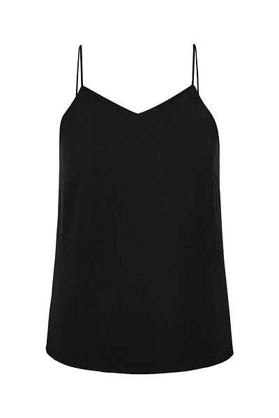 Tchibo Women Sleeveless Elegantly Flowing Satin Top, Black