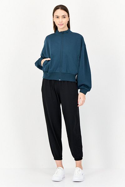 adidas Women Sportswear Fit Long Sleeve Outdoor Sweatshirt, Teal Green
