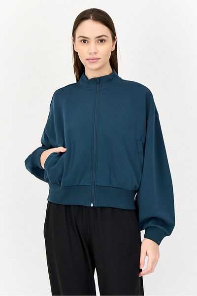 adidas Women Sportswear Fit Long Sleeve Outdoor Sweatshirt, Teal Green