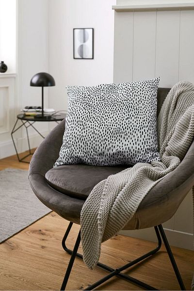 Tchibo Organic Cotton Vestio Allover Print Cushion 50 x 50 cm, White/Black