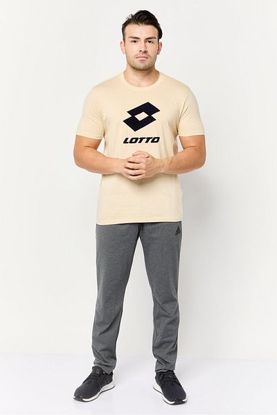Lotto Men Sportswear Fit Short Sleeves Outdoor T-Shirt, Beige