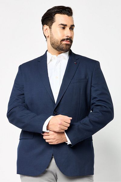 Tommy Hilfiger Men Tailored Fit Long Sleeves Plain Semi Formal Blazer, Navy