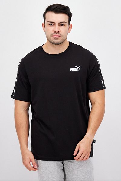 Puma تي شيرت رياضي رجالي بأكمام قصيرة للتدريب، أسود