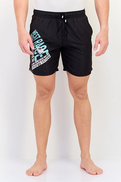 GAS Men Graphic Print Board Shorts Swimwear, Black