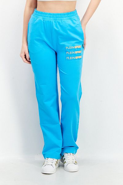 Plein Sport Women Sportswear Fit Training Sweatpants, Light Blue/Orange
