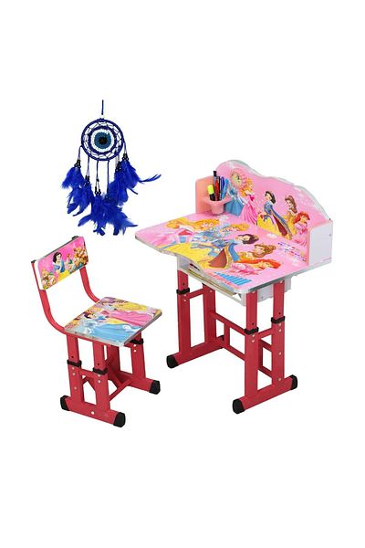 rexa Cartoon Printed Height Adjustable Study Table and Chair Set with Catcher for Boys and Girls Combo