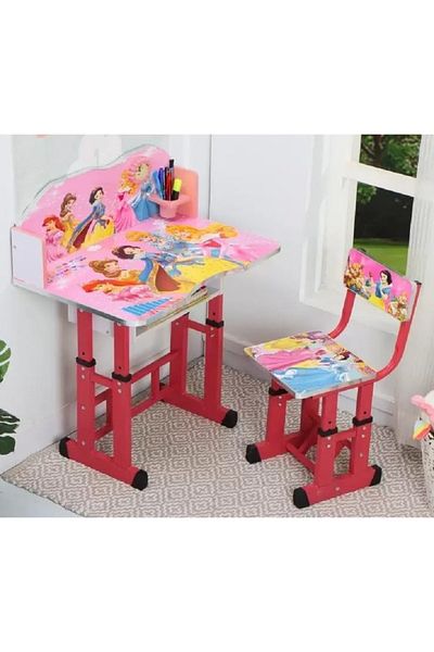 rexa Cartoon Printed Height Adjustable Study Table and Chair Set with Catcher for Boys and Girls Combo