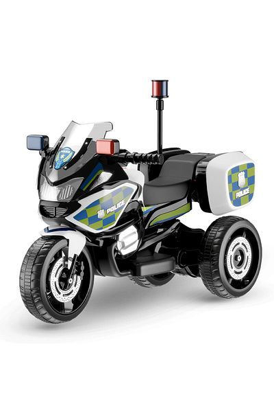 rexa Electric Ride on Police Bike for 2+ Years Kids with Siren Rechargeable Battery Operated Tricycle