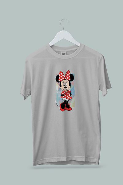 Maki Home Cotton Girl Child Mini Mouse Printed White Gray Black Tshirt 5 6 7 8 9 10 11 12 13 14 Years