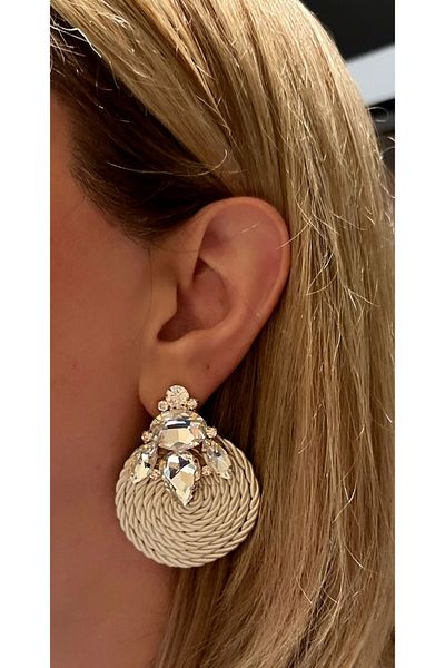 Store Diva Charm Brand Equivalent Stylish Straw Diamond Stone Earrings