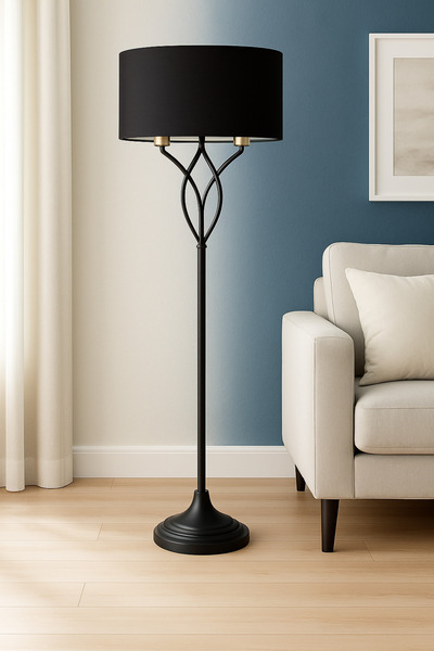 Vinner Luno Modern Siyah Lambader – Metal Gövde, Lüks Tasarım, Kumaş Şapkalı