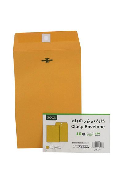 Roco Kraft Catalog Envelopes – Clasp/Gum Closure, 6 x 9 in, Gold