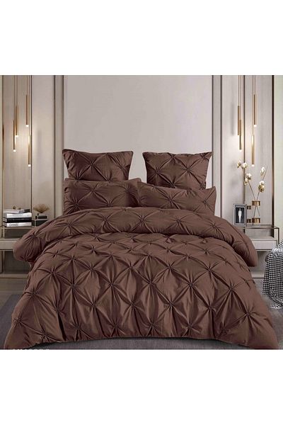 CHIRASO CHIRASO bed linen, FINET, 6 pieces, fitted sheet 180x200 cm, 4 pillowcases, brown