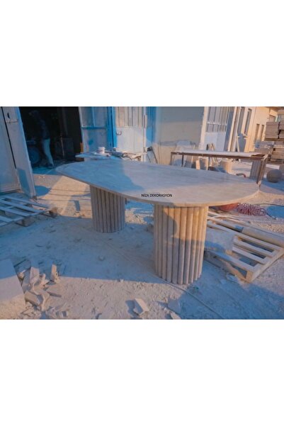 Genel Markalar DOĞAL TRAVERTEN PAPATYA AYAK YEMEK MASASI