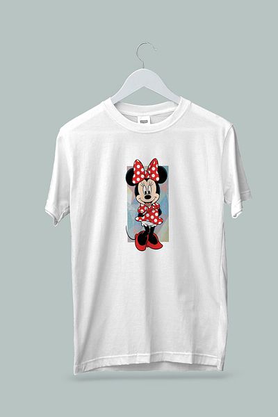 Maki Home Cotton Girl Child Mini Mouse Printed White Gray Black Tshirt 5 6 7 8 9 10 11 12 13 14 Years