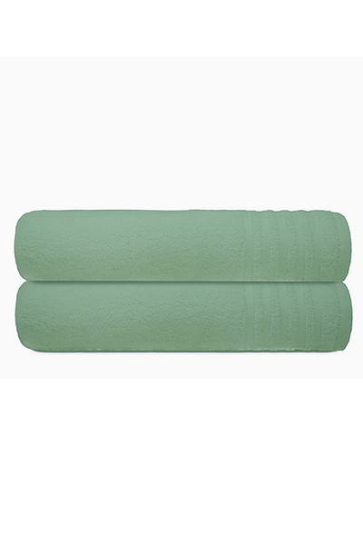 Trident 2Piece 100 Cotton Smart Twist Large Bath Towel Set White 90x150cm