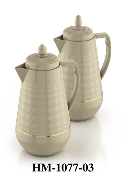 HOME MASTER طقم ترمس شاي ذهبي سعة 1 لتر من هوم ماستر