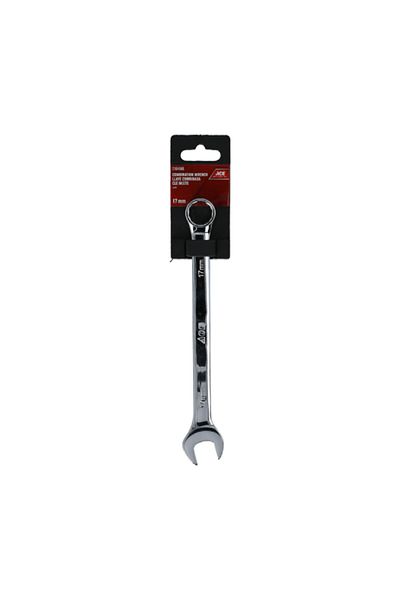 ACE Non-Slip Comfort Grip Ergonomic Handle Combination Wrench Silver 17mm