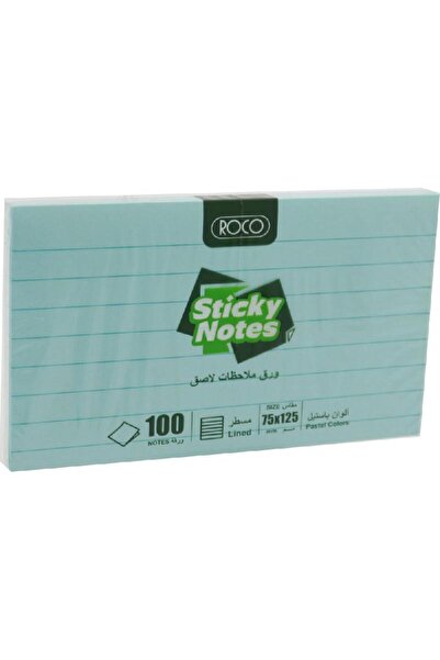 Roco ملاحظات ذاتية اللصق مُسطّرة - ١٠٠ ورقة، ٧٥ × ١٢٥ مم، أزرق