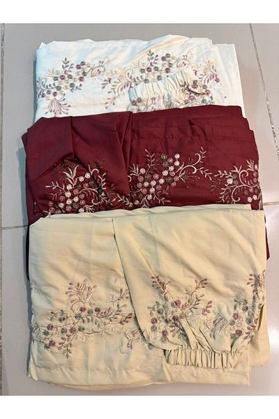 Gerenic Embroidered prayer shawl, cool cotton, open to wear - set of 3 pieces in different colors