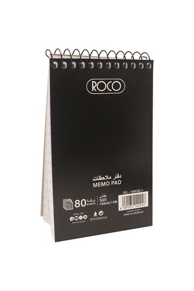 Roco Pocket Memo Notebook – 160 Pages, 7.65 x 12.7 cm, Lined, Black Cover