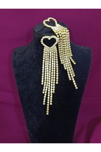 Zanora Heart Dangle Earrings Gold