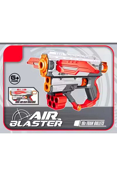 essentialneedsforall Air Blaster Foam Dart with 12 Foam Bullets, Ages 5+, Red and White, Gift for Boys