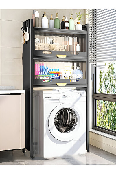 rexa رف تخزين منظم لغسالة الملابس قابل للطي في خزانة الحمام