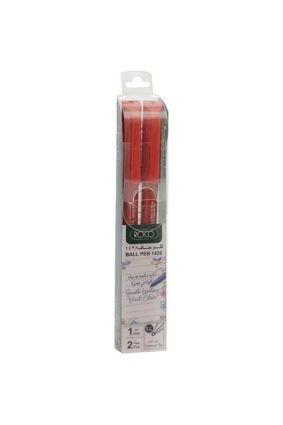 Roco 1428 Dry Ink Ballpoint Pen – 1 mm Tip, Red Ink, Pack of 2