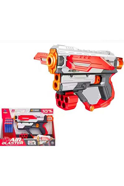 essentialneedsforall Air Blaster Foam Dart with 12 Foam Bullets, Ages 5+, Red and White, Gift for Boys