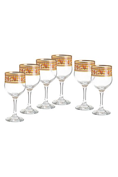 Dania A set of juice glasses made of pure Turkish glass with a beautiful and elegant traditional engraving. Capacity: 210 ml.