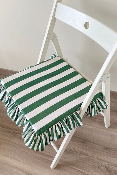 RİTMOHOME Πράσινο ριγέ βολάν Marine, Vintage, Marine, Summer, Scandinavian, Bohemian 40x40 Μαξιλάρι καρέκλας