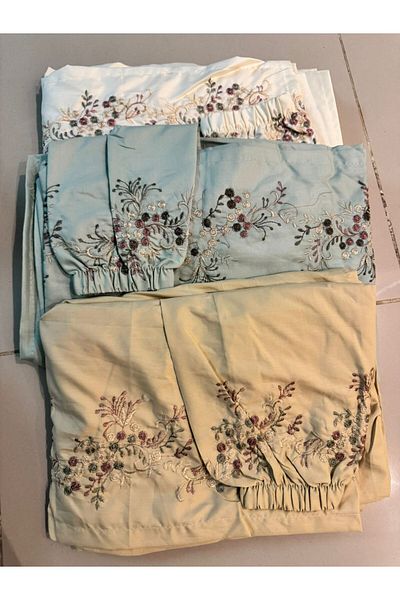 Gerenic Embroidered prayer shawl, cool cotton, open to wear - set of 3 pieces in different colors