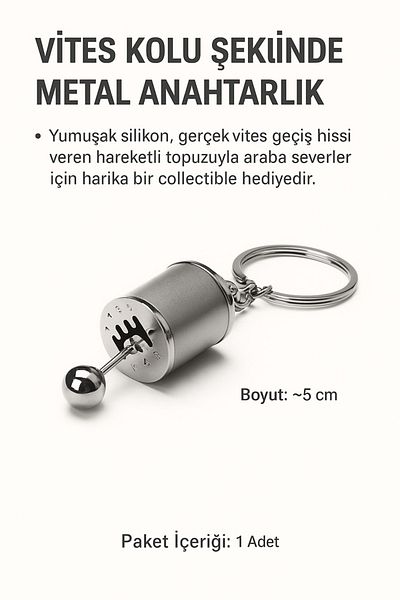 keyfisepet en keyifli sepet سلسلة مفاتيح معدنية على شكل ذراع ناقل الحركة - مع آلية نقل الحركة المتحركة